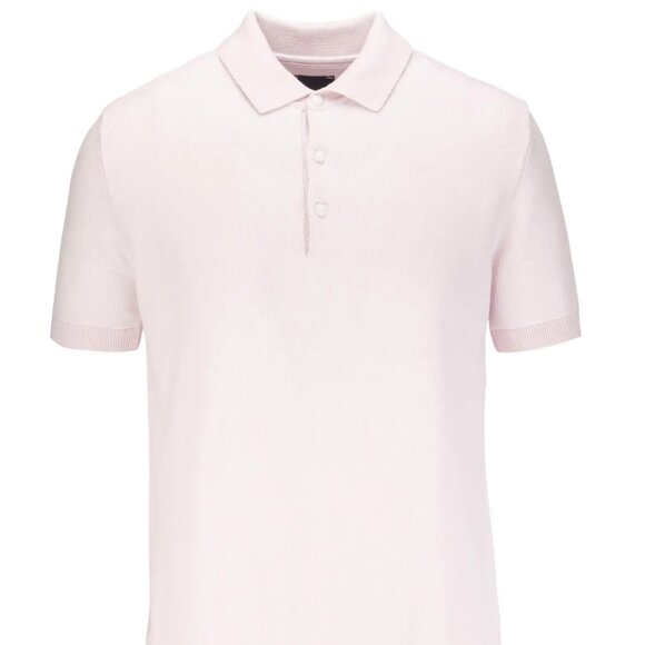 Guide London Light Pink 2 Tone Jacquard Knit Short Sleeve Polo - Picture 1 of 2